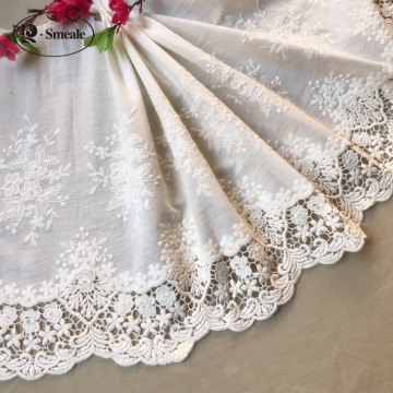 3yards/lot Beige White100% Cotton Embroidered Lace Fabrics, Women's Clothing Diy Lace Trim, Free Shipping RS1689
