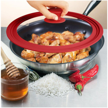 28-30-32cm Frying Pan with Lid Glass Lid Wok Pan Lids Cover for Frying Pan Covers Glass Round Pan Lid Silicone Glass Pan Covers