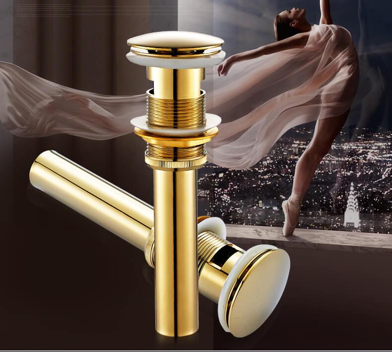 Luxury Bottle Trap Brass Round Siphon gold chrome P-TRAP Bathroom Vanity Basin Pipe Waste With Pop Up Drain
