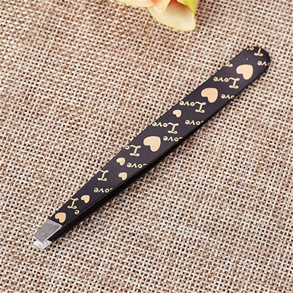 1PC LOVE Eyebrow Tweezer Hair Beauty Slanted Puller Stainless Steel Eye Brow Clips Hair Removal Makeup Tool