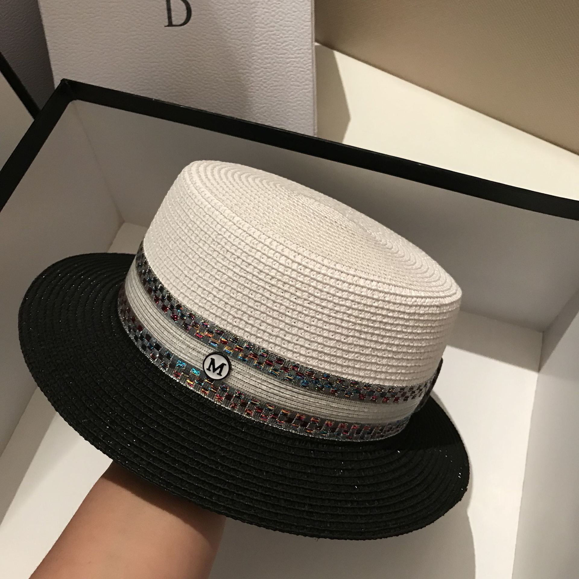 2020 Summer Flat Sun Hats For Women Chapeau Feminino Straw Hat Panama Cappelli Side With Splicing Beach Bucket Cap Girl Topee