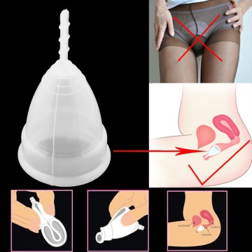 Reusable Soft Cup Silicone Menstrual Cup Big And Small Sizes Women Feminine Hygiene Health Care Supplies Pink Purple Clear