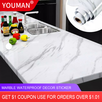 3D Self Adhesive Marble PVC Waterproof Wallpapers Desktop Furniture Decorative Film For Kitchen Bathroom Oil-proof Wall Stickers