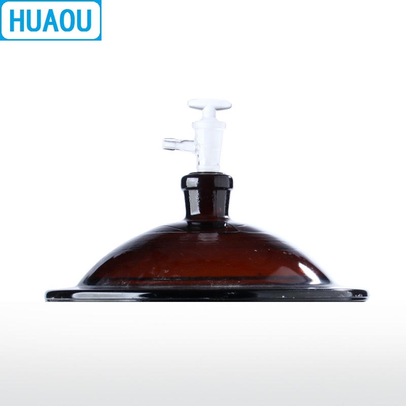 HUAOU 120mm Vacuum Desiccator with Ground - In Stopcock Porcelain Plate Amber Brown Glass Laboratory Drying Equipment
