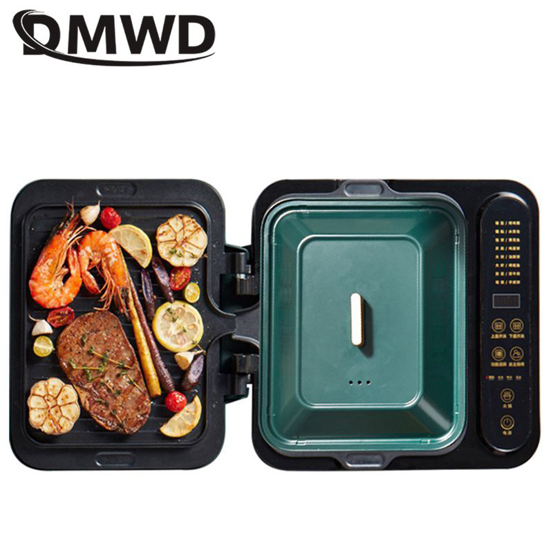 DMWD Household Double Side Heating Electric Skillet Crepe Pancake Maker Automatic Pizza Pie Machine Baking Tray Hot Pot 2 in 1