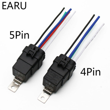 Car Auto Automobile Relay Sealed Waterproof Integrated Wired DC12V 40A 5Pin 4pin Auto Relay + Holder With 105mm Length Wires