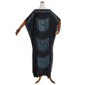 Black African Design Dashiki Dress Beading Abaya Vintage Bandage Bazin Bat Sleeve Robe Gowns Africa Sexy Lady Party Fairy
