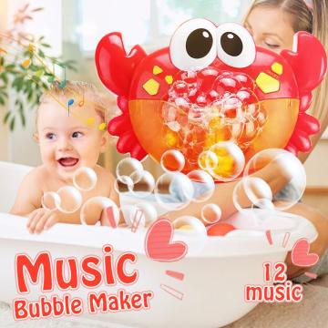 Cute Baby Bath Bubble Crabs Crab Automatic Shower Machine Blower Maker Bath Music Toys Cartoon Educational Toy Gift for Kids