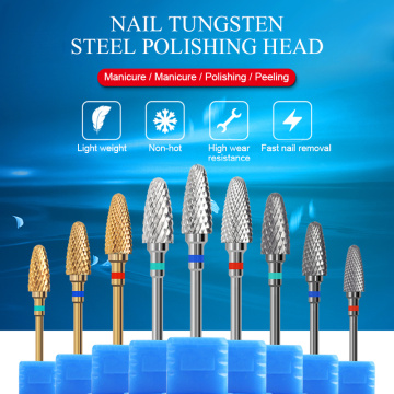 1 Pc Mixed Sizes Nail Grinding Head Tungsten Steel Electric Nail Art Drill Gold Silver Nail Sanding Polishing Accessories