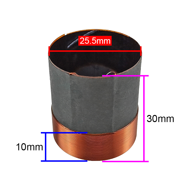 GHXAMP 25.5mm 4ohm Bass Voice Coil Woofer Speakers Repair Parts 25 Core High Power Black Aluminum Round Copper Wire 2PCS