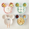 4Colors Cartoon Mickey Bowl Dishes Lunch Box Kid Baby Rice Feeding Coconut Ramen Bowl Plastic Snack Plate Tableware