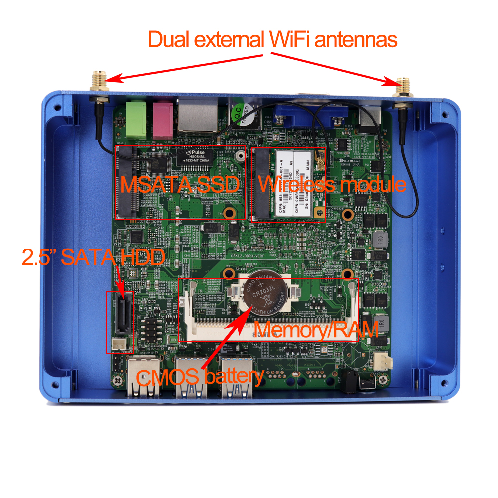 EGLOBAL Fanless Nuc Desktop Computer Intel Core i5 7200U i3 7100U DDR4 Barebone Mini PC Linux HD Graphics 4K VGA Wifi