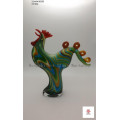 Green Rooster Glass Sculpture