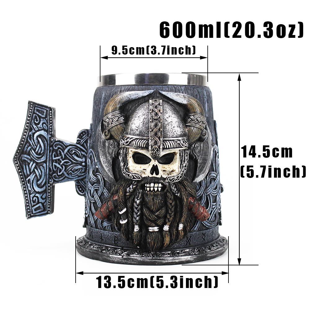 Danegeld Tankard Mug Viking Unique design Mugs Stainless Steel Insert Resin Beer Cup party Halloween gift