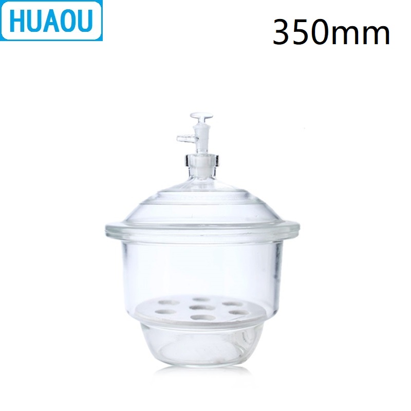 HUAOU 350mm Vacuum Desiccator with Ground - In Stopcock Porcelain Plate Clear Glass Laboratory Drying Equipment