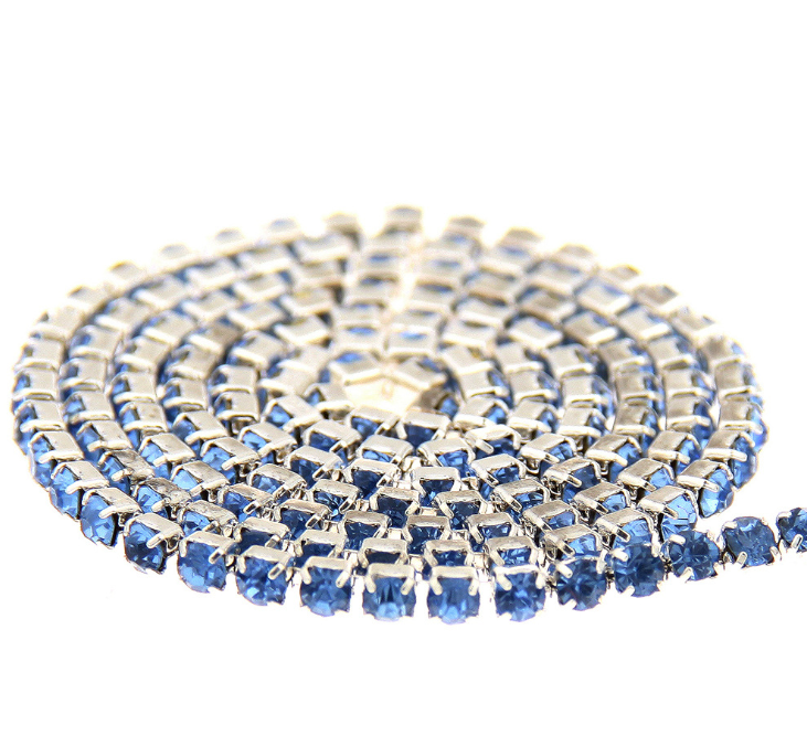 Hot Sale High Density Flatback Rhinestone Light blue Claw Chain Sew-On Clothes Crystal Rhinestone For Needlework DIY Decor