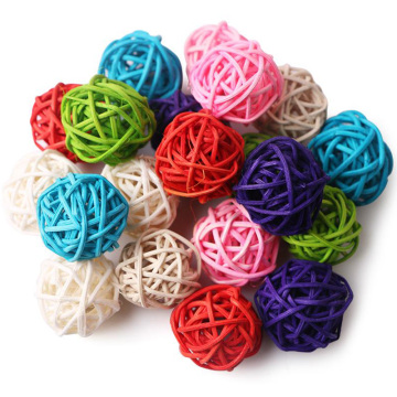 10Pcs Round Ball Decorative Rattan Ball Colorful Wedding Xmas Birthday Party Decorations For Home DIY Craft Kids Gifts 3cm