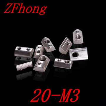 100PCS M20-3 M3 M3-20 Roll-in Spring T Nuts For 2020 Aluminum Profiles Groove 6