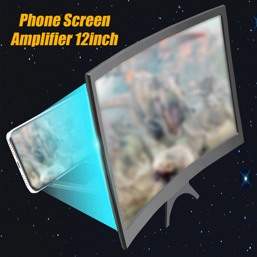 12/8inch Mobile Phone Curved Screen Amplifier HD 3D Video Mobile Phone Magnifying Glass Stand Bracket Phone Foldable Holder