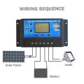 24V 12V Auto Solar Panel Battery Charge Controller 60A 50A 40A 30A 20A 10A LCD Solar Collector Regulator with Dual USB Wholesale