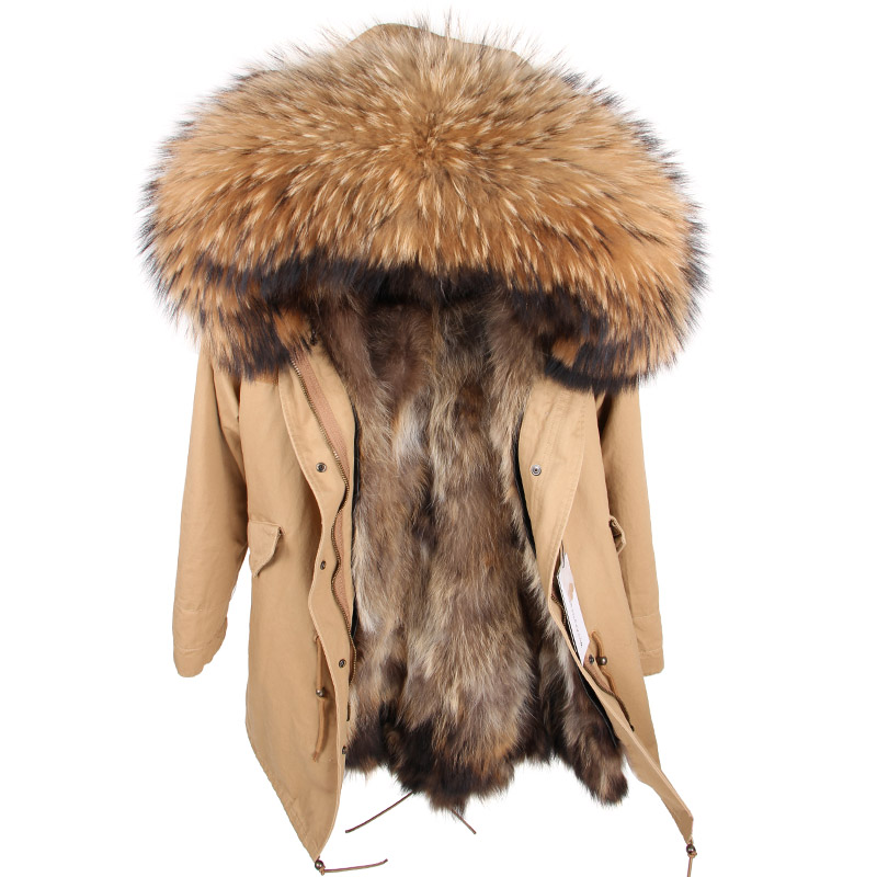 Women Parkas Real Natural Fur Winter Parka Raccoon Fur Collar Fox Fur Liner Jacket Coat Women's jacket
