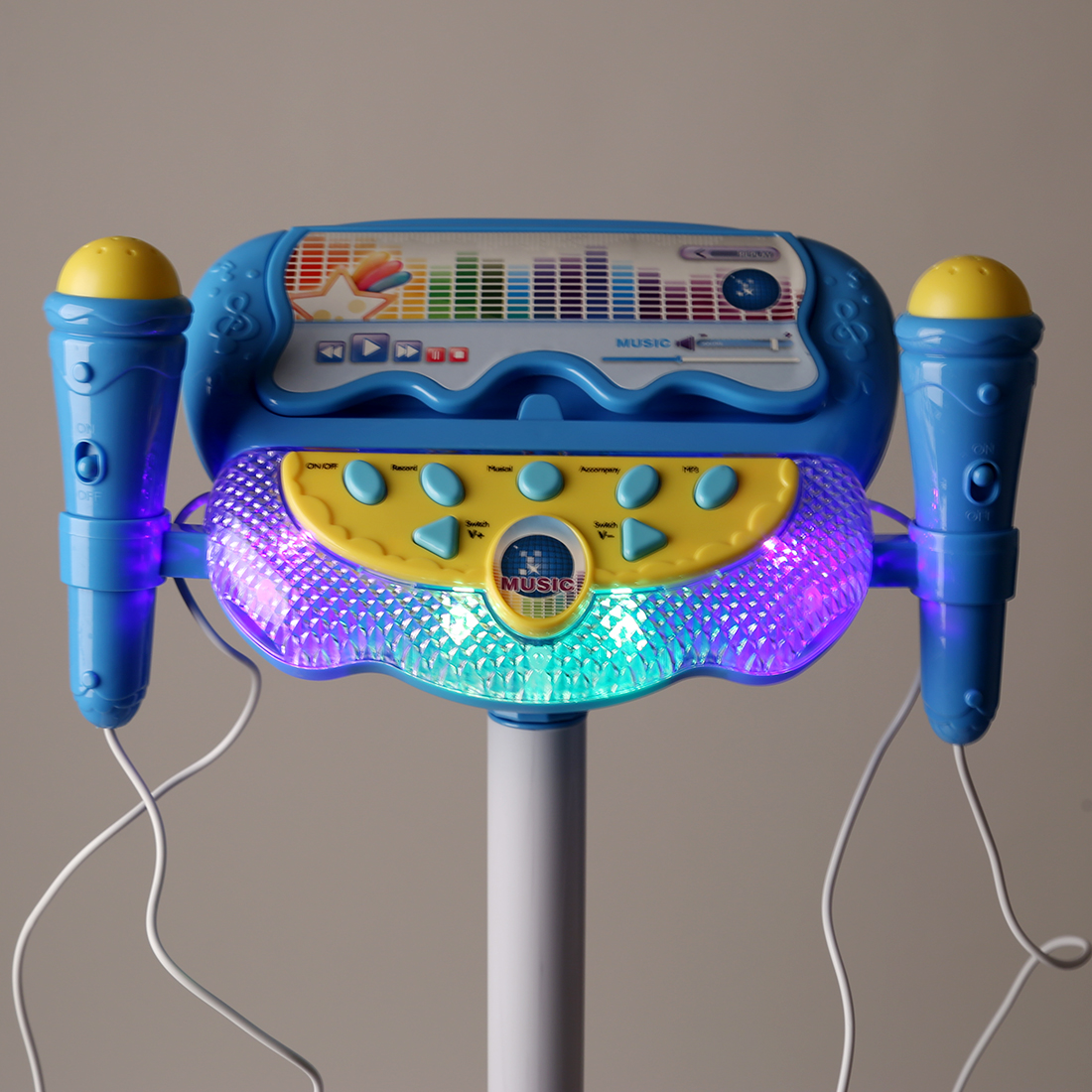 iTECHOR Children Karaoke Song Machine Microphone Stand & Lights Toy Karaoke Players Home Audio & Video- Blue