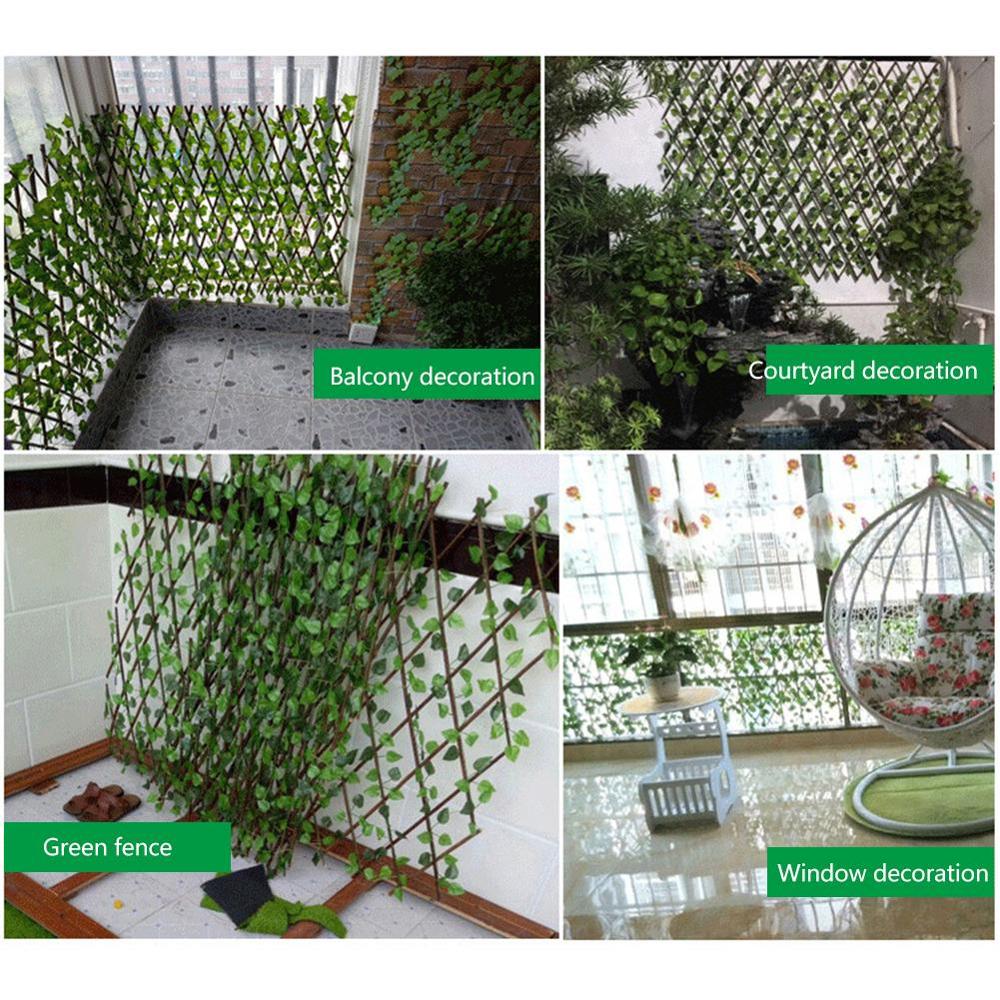 Adjustable Retractable Fence Artificial Leaf Roll UV Fade Protected Privacy Hedging Wall Landscaping Garden Fence Balcony B-Q