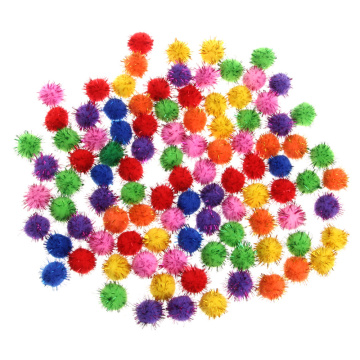 100 PCS Colorful Mini Sparky Glitter Tinsel Balls Small Pom Ball For Cat Toys