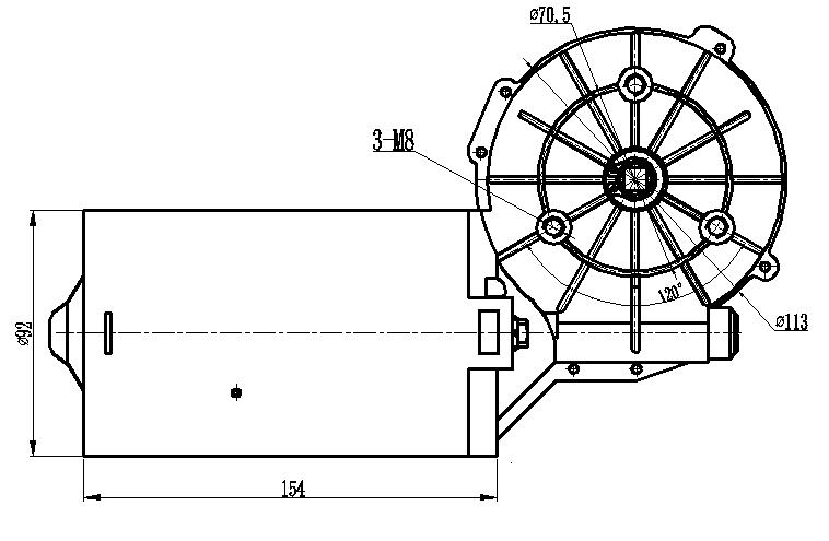 ZDM1930 brushed dc gear motor/ 92mm worm geared DC motors with rare earth magnets enclosed type 