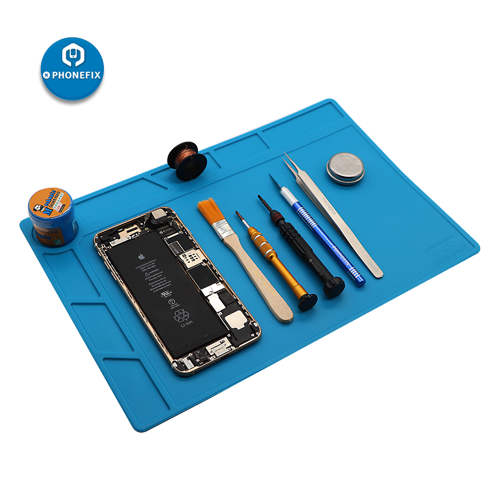 34cm*23cm Heat Resistant Soldering Mat Silicone Pad Platform ESD Work Pad for iPhone Samsung Mobile Phone Welding Repair Mat