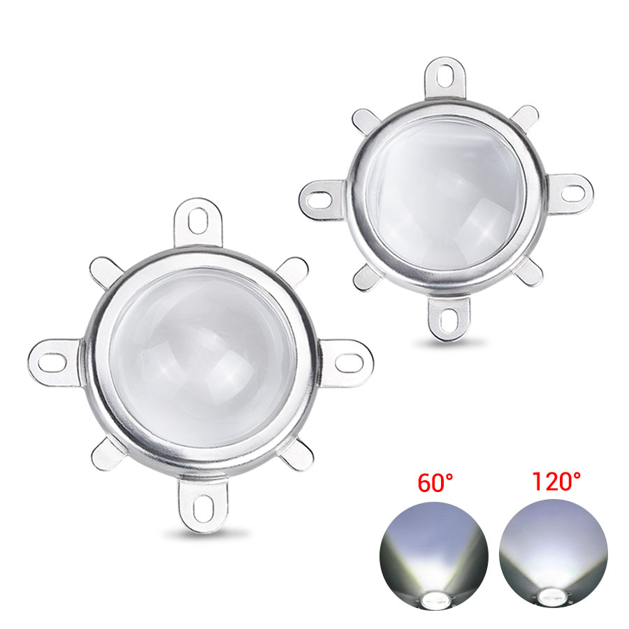 Optical Glass LED Lens Lampshade Set 44mm 60/120 Degree+50mm Reflector Collimator+Fixed Bracket COB LED Chip Glass Lamp Shades