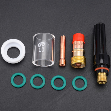 9pcs/Set TIG Welding Torch Accessories Kit Gas Lens Glass Cup Stubby Collet Kit For WP-17/18/26 1/16''