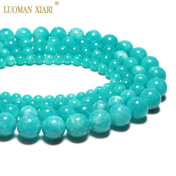 Wholesale AAA 100% Natural Top Blue Amazonite Round Natural Stone Beads For Jewelry Making Diy Bracelet Necklace 6/8/10/12mm 15