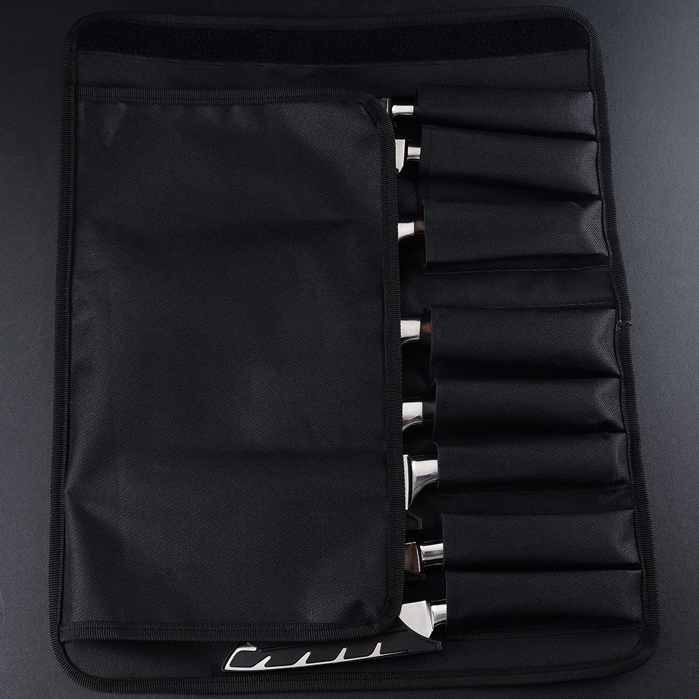 DAMASK 8 Pcs Kitchen Knife Bag Durable Black Canvas Roll Bag With 8 pockets For Kitchen Tools Chef Knife Portable Knife Holder