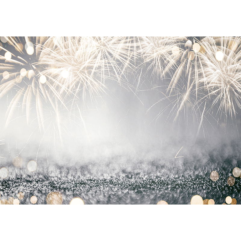 IWHYOATP Happy New Year Fireworks Firecracker Glitter Shiny Bokeh Celebration Party Photo Background Studio Photography Backdrop