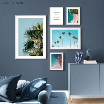 Scandinavian Poster Ocean Coastal Beach Palm TreeWall Art Canvas Print Landscape Painting Nordic Decoration Picture Home Decor