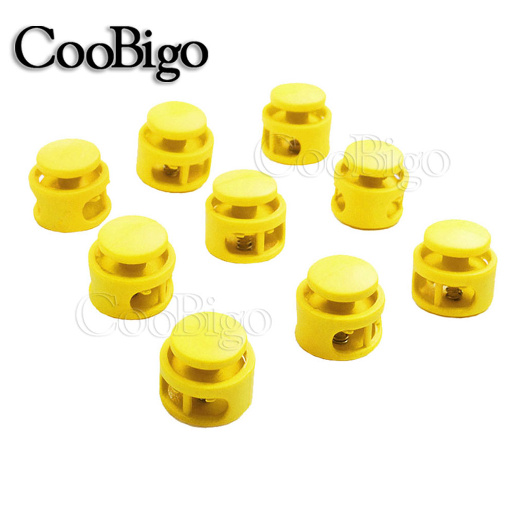 50PCS Double Hole Spring Cord Lock Round Ball Shaped Toggle Stoppers Stop Sliding Cord Fasteners Locks Buttons Ends Replacement