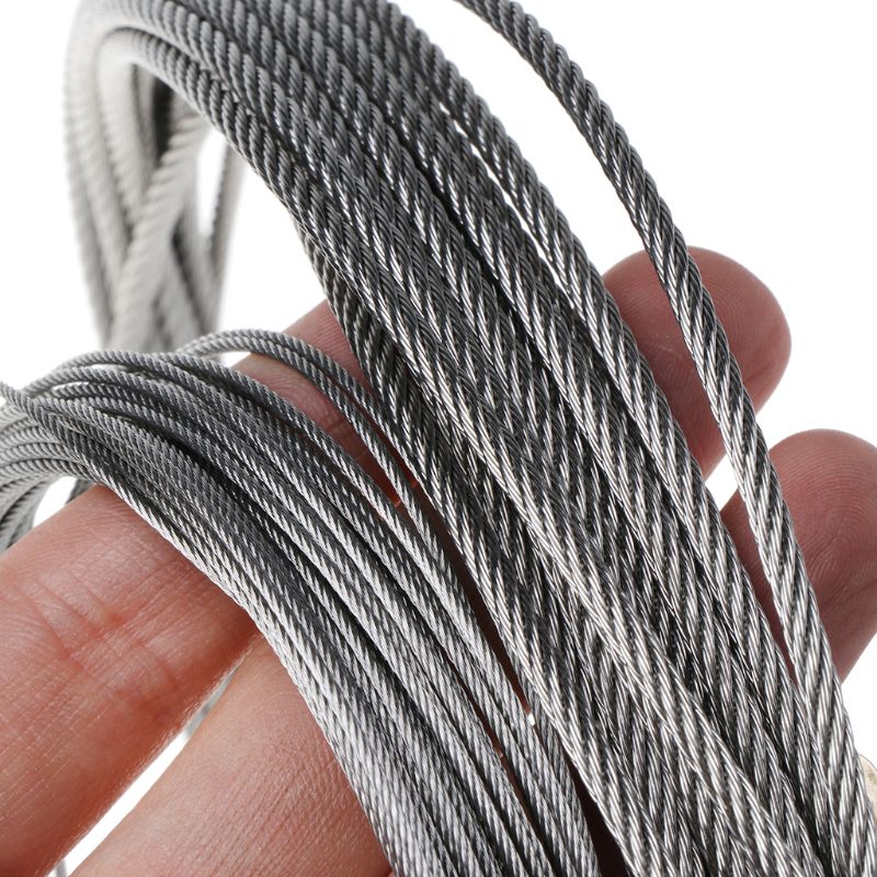 New 10m 304 Stainless Steel Wire Rope Soft Fishing Lifting Cable 7×7 Clothesline 35ED