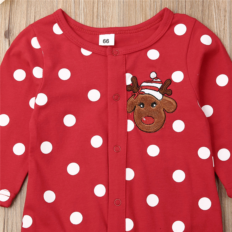 Christmas Baby Boy Romper Girl Clothes Dot Printed Long Sleeve One-Piece Xmas Rompers Newborn Jumpsuit Infant Outfits