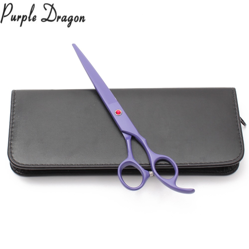 7" Purple Dragon Violet Stainless Dog Grooming Scissors Kit Straight Shears Thinning Shears Animal Shears Pets Shears Set Z3103