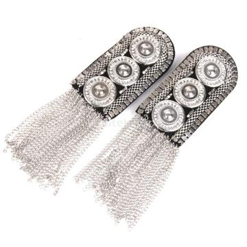 SUNTEK 1 Pair Fashion Silver Fringe Tassel Link Chain Epaulet Shoulder Boards Badge