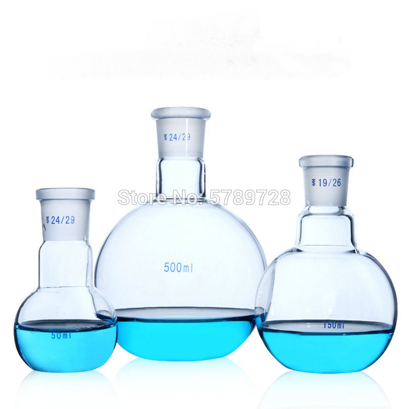 1pcs Standard frosted mouth19# 24# 29#single - mouth distillation flask with flat - bottom glass capacity 50ml to 2000ml