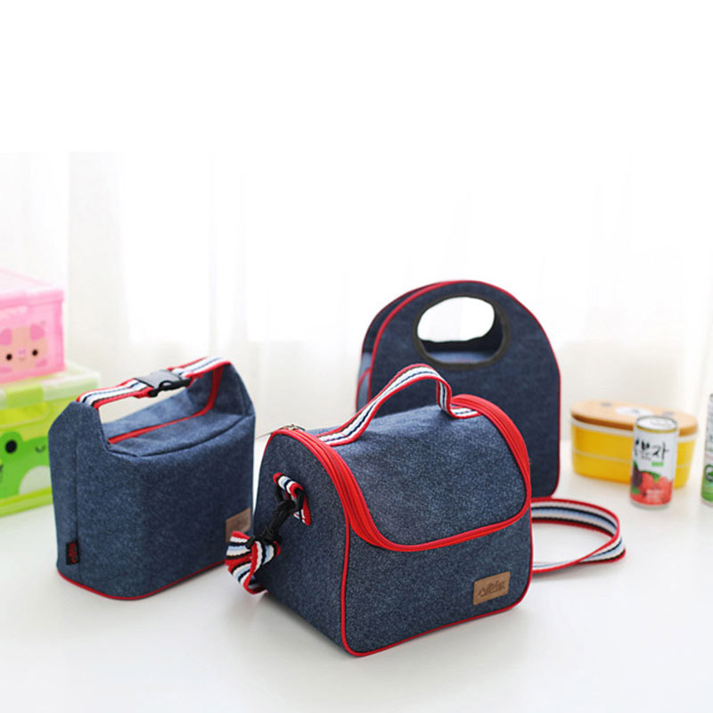 Hot Denim Lunch Bag Kid Bento Box Insulated Pack Picnic Drink Food Thermal Ice Cooler Leisure Accessories Supplies Product Stuff