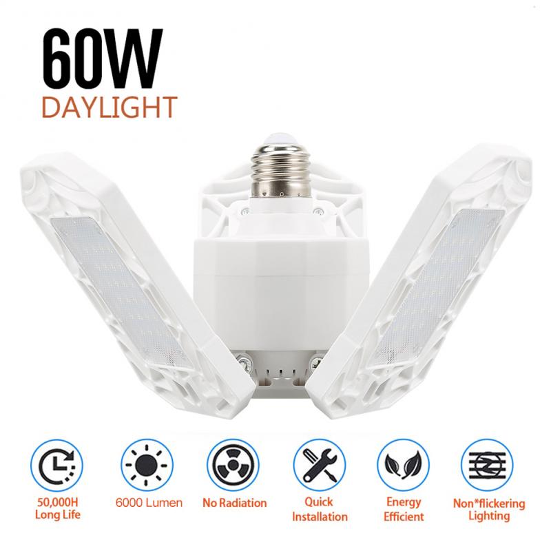 40W 60W E26 LED Lamp AC85V-265V LED Bulb Deformable High Power Smart Light For Gym Warehouse Garage Basement Factory Industrial
