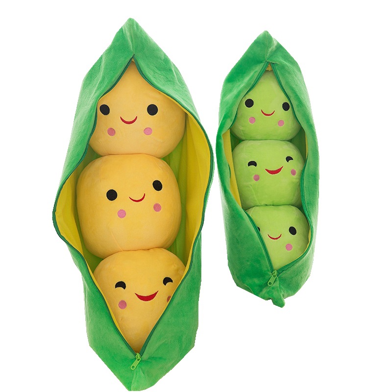 25CM Cute Plush Toys Pods Pea Shape Soft Stuffed Dolls Pea Shape Plant Doll Pillow Toy Boys Girls Gift Fun Toys for Kids Gift