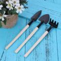 3pcs Mini Shovel Rake Garden Plant Tool Set Children Small Harrow Spade Shovel Gardening Tools Wood Planting Tool High Quality