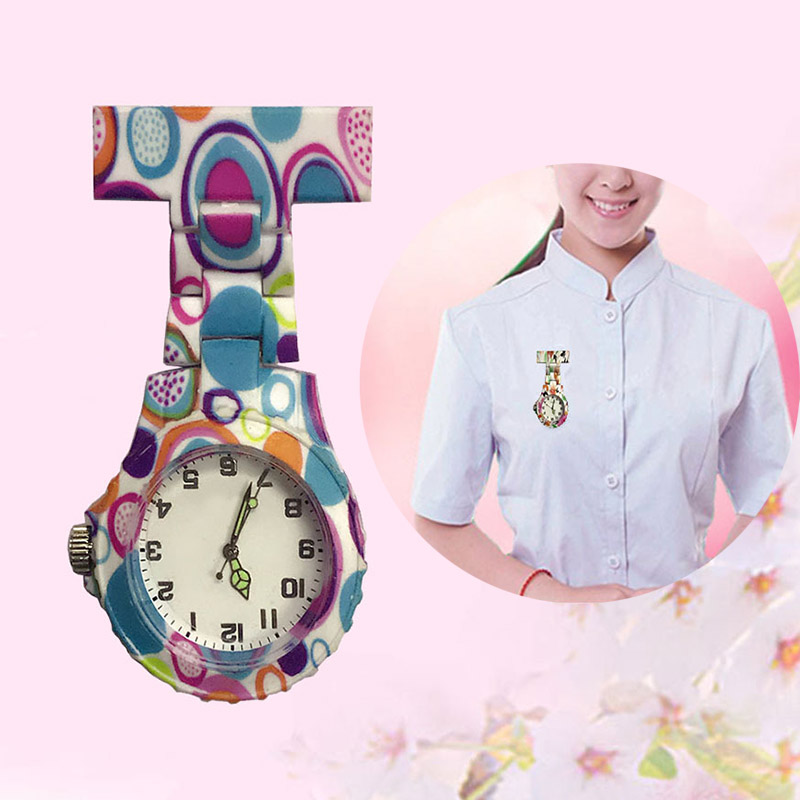 Colorful Silicone Round Dial Quartz Pocket Nurse Watch Quartz Brooch Doctor Nurse Hanging Watches LXH