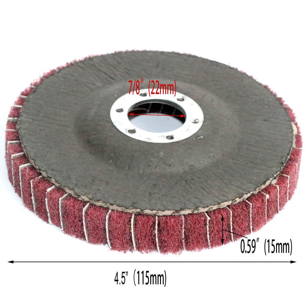 4-1/2"×7/8" Nylon Fiber Flap Polishing Wheel Grinding Disc Non-woven 115*22mm Scouring pad Buffing Wheel for Angle Grinder