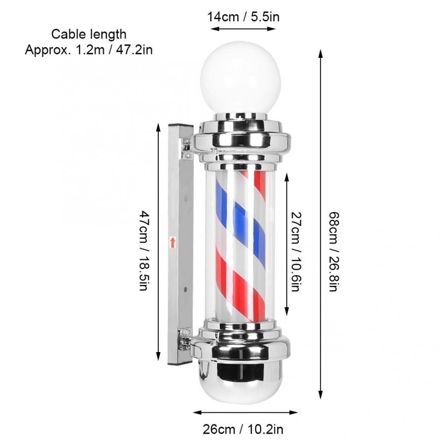 68cm LED Barber Shop Sign Rotating Illuminating Pole Bright Stripe Light Barbershop Accessories