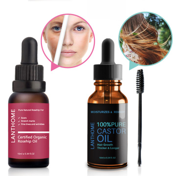 Lanthome Castor Oil Nourish Hair growth +certified organic rosehip Essential serum facial Oil Moisturizing anti wrinkle serum